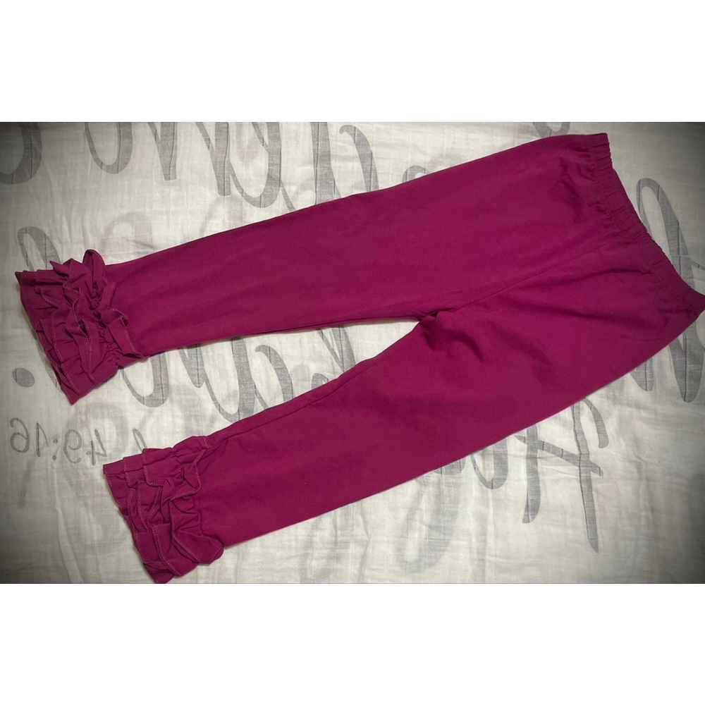 Girls Unbranded Magenta Ruffle Leggings 4XL